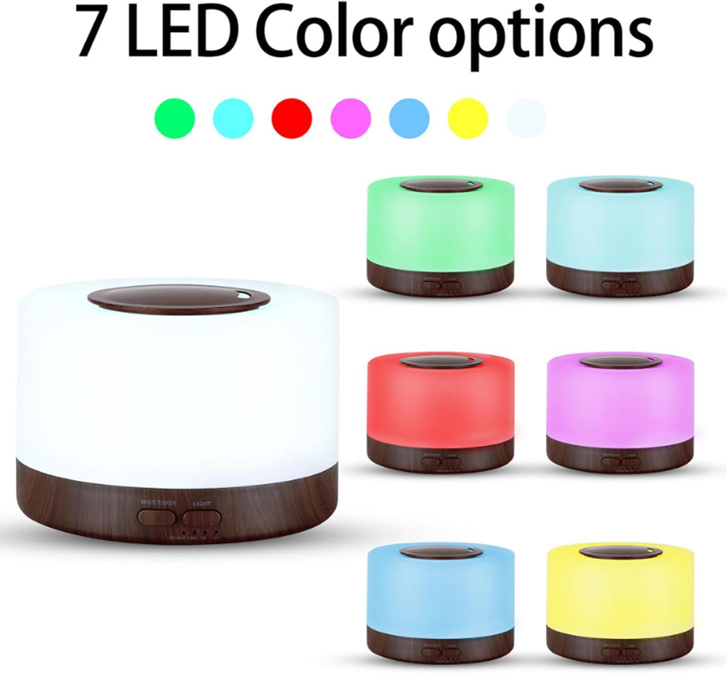6 Oils, 500ml Ultrasonic Essential Oil Diffuser, Remote Control Wood Humidifier with 7 LED Mood Lights, Aromatherapy Diffuser for Home, Office, and Relaxation (Walnut Wood)