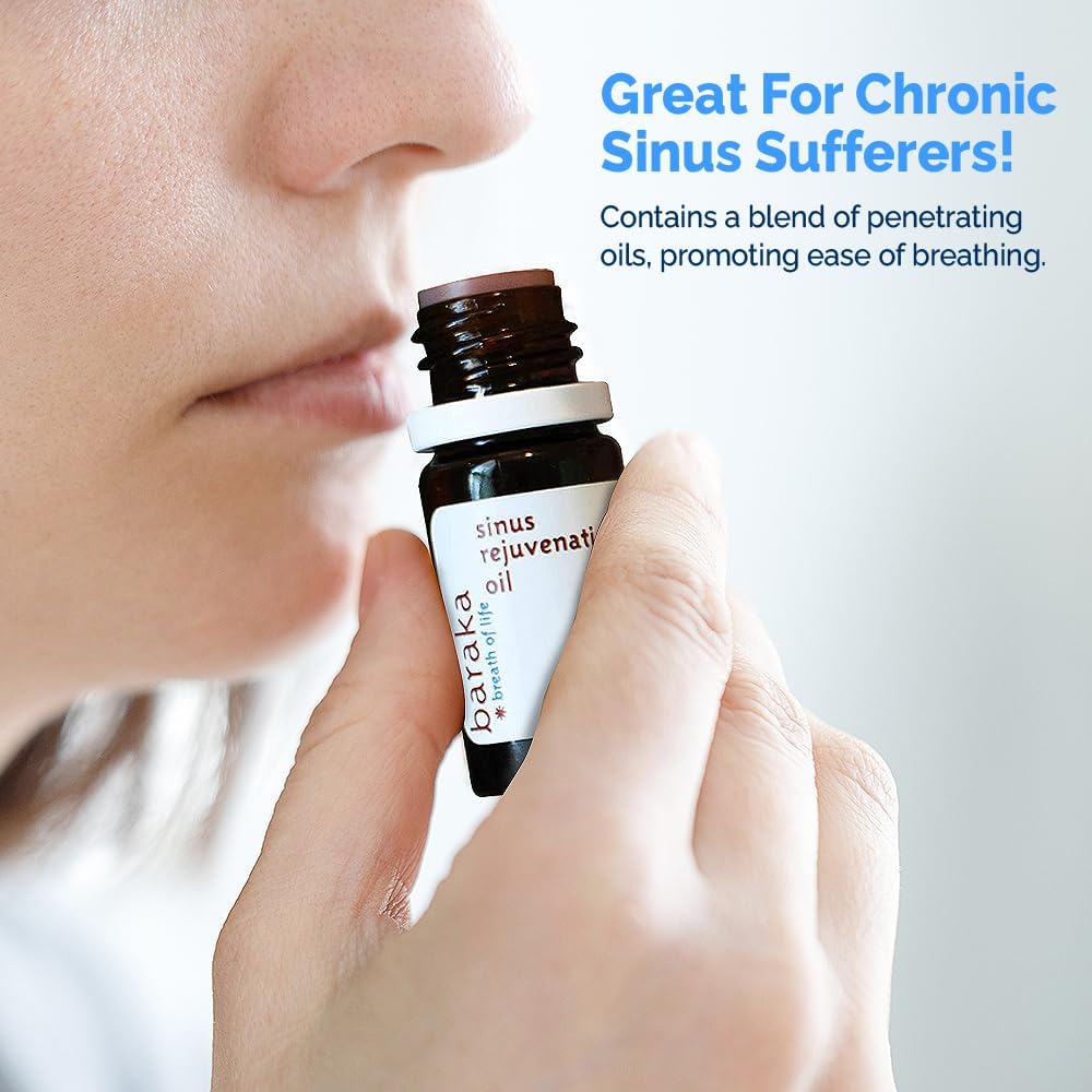 Baraka Sinus Rejuvenation Oil – Blend of 6 Organic Essential Oils for Clear Nasal Breathing, Eases Sinus Pressure, & Offers Relaxing Nasal Health Support | Ideal for Daily Use – 4ml (1-Pack)