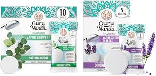 GuruNanda Eucalyptus Vapor Shower Tablets 10Ct & Lavender Vapor Shower Tablets 5Ct