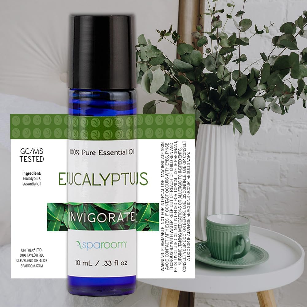 SpaRoom Aromatherapy 100% Pure Essential Oils for Diffusers and Air Freshners, Invigorate Eucalyptus, 10 mL