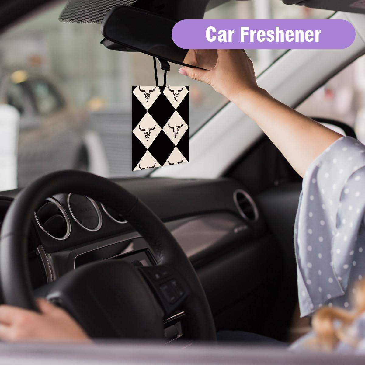Preppy Western Funky Cowboy Car Air Freshener Hanging 3Pcs, Trendy Black Cowboy Air Freshener for Cars Closet Drawer or Books, Cute Western Car Accessories Mirror Decor for Women