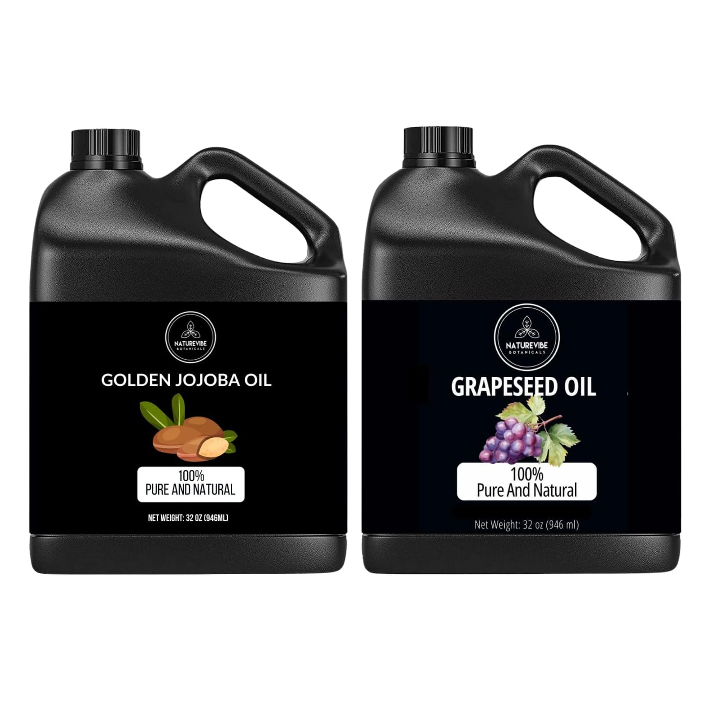 Naturevibe Botanicals Jojoba Oil 32oz and Grapeseed Oil 32oz | Oil Combo