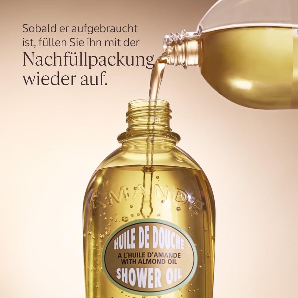 L'OCCITANE Cleansing & Softening Almond Shower Oil, Body Wash & Shaving Base Purifies & Smooths Without Drying Skin, Milky Lather, Nourishing Skincare