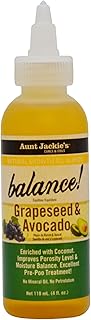Aunt Jackie's Natural Growth Oil Blends Balance - Grapeseed and Avocado, Pre-Shampoo Treatment, Improves Porosity and Moisture Balance, 4 oz