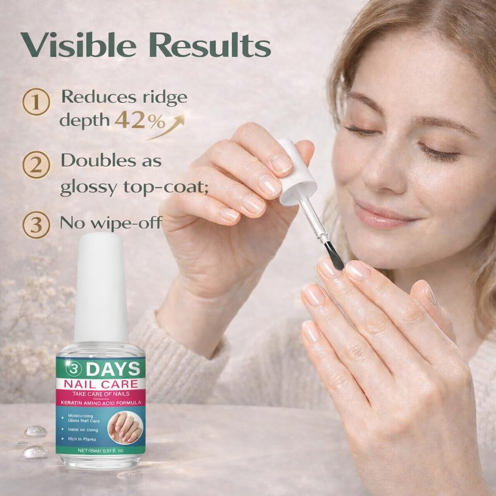 Nail & Cuticle Treatment Oil – Keratin Amino Acid with Grape Seed, Jojoba & Lavender – Strengthens Weak Brittle Nails, Softens Dry Cuticles – Plant Based Nourishing Formula – 15ml
