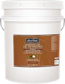 Bon Vital' Coconut Massage Gel, 5 Gallon, Lightweight Formula with Pure Fractionated Coconut Oil, Professional Therapy Lotion, Hydrating and Unscented