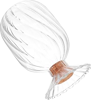 SHINEOFI Glass Cloche Match Holder with Cork Lid Helix-shaped Glass Jar for Matches Storage and Display for Home Fireplace and Dining Table Centerpiece