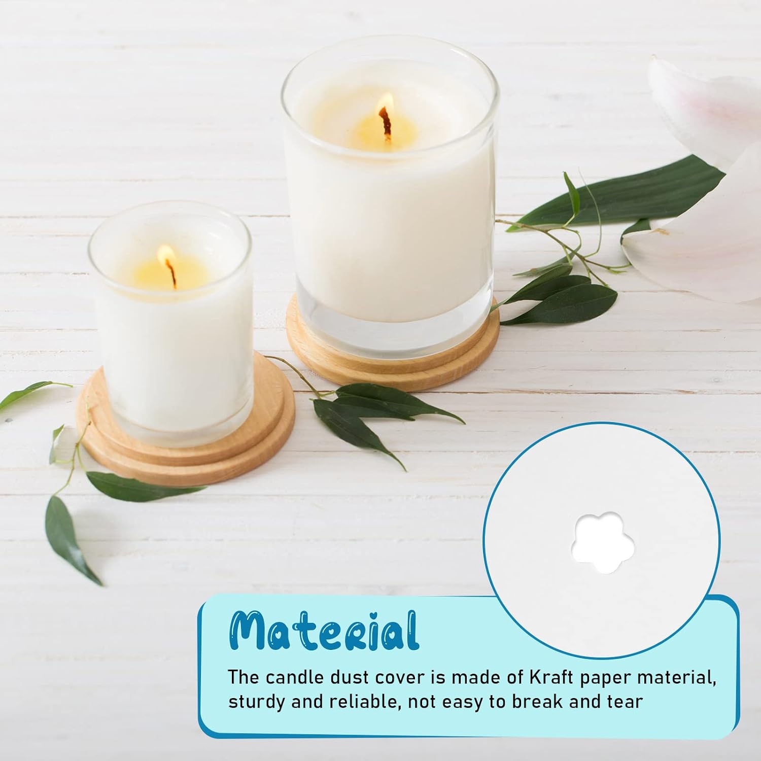 Chinco 100 Pieces Candle Dust Protectors Paper Candle Lids Drip Protectors Vigil Supplies for Craft Making Dust Protection, 2.75 Inch, White