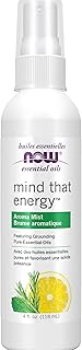 Now Essential Oils Mind that Energy Aroma Mist, 4 Fl. Oz - Peppermint, Lemon, Frankincense, Rosemary, Lavender, Sandalwood - Aromatherapy, Organic, Beige