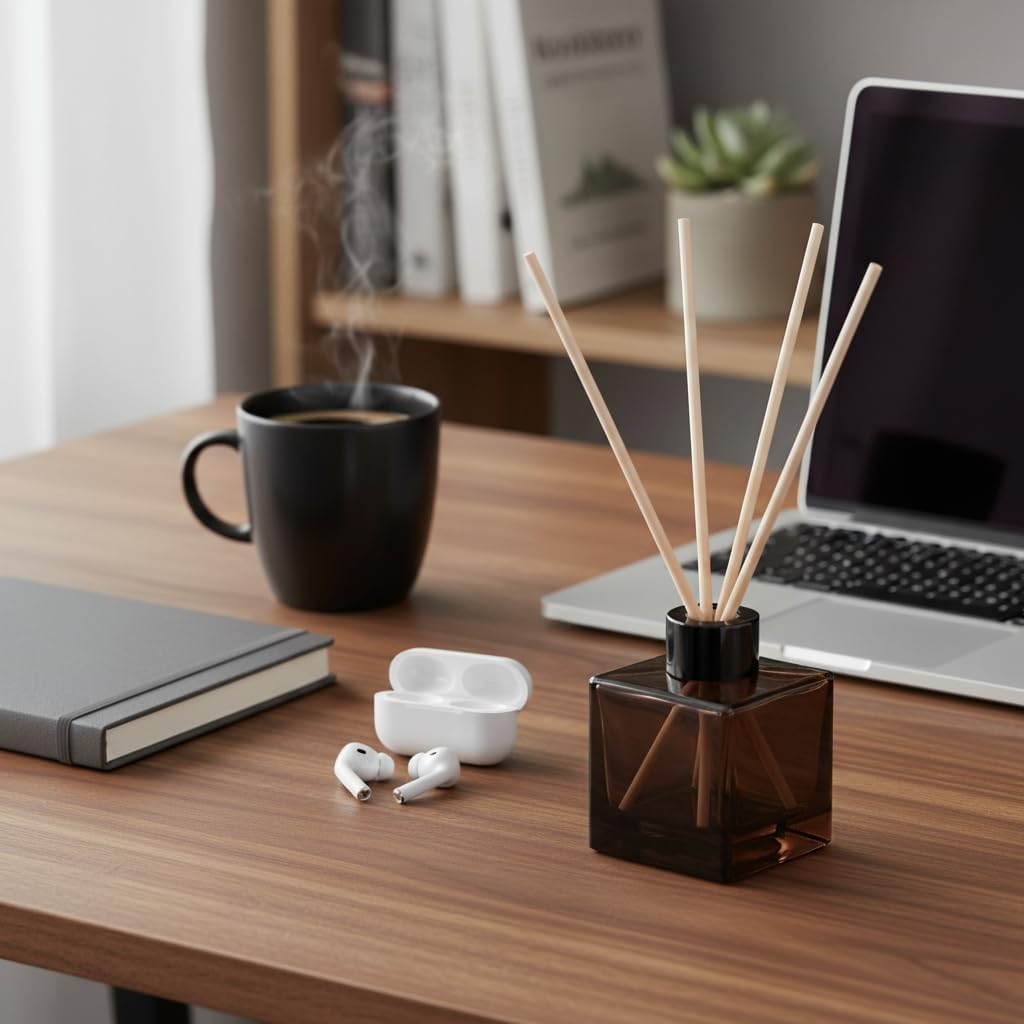 100ml 2pcs Reed Diffuser Bottles,Fragrance Diffuser Empty Bottle with 20pcs Reed Sticks for Home Fragrance Accessories and Women Gift Room,Home,Bathroom Decor