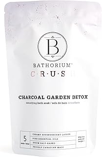 Bathorium Charcoal Garden Detox Crush, Purifying Bath Soak with Activated Charcoal & Eucalyptus, pH-Balanced, Herb-Scented Bath Soak, 5+ Baths, 21 oz