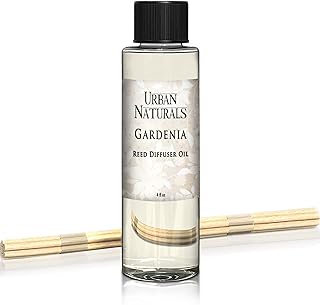Urban Naturals Gardenia Scented Oil Reed Diffuser Refill | Includes a Free Set of Reed Sticks! Jasmine, Ylang Ylang, Tuberose & Amber Notes | 4 oz