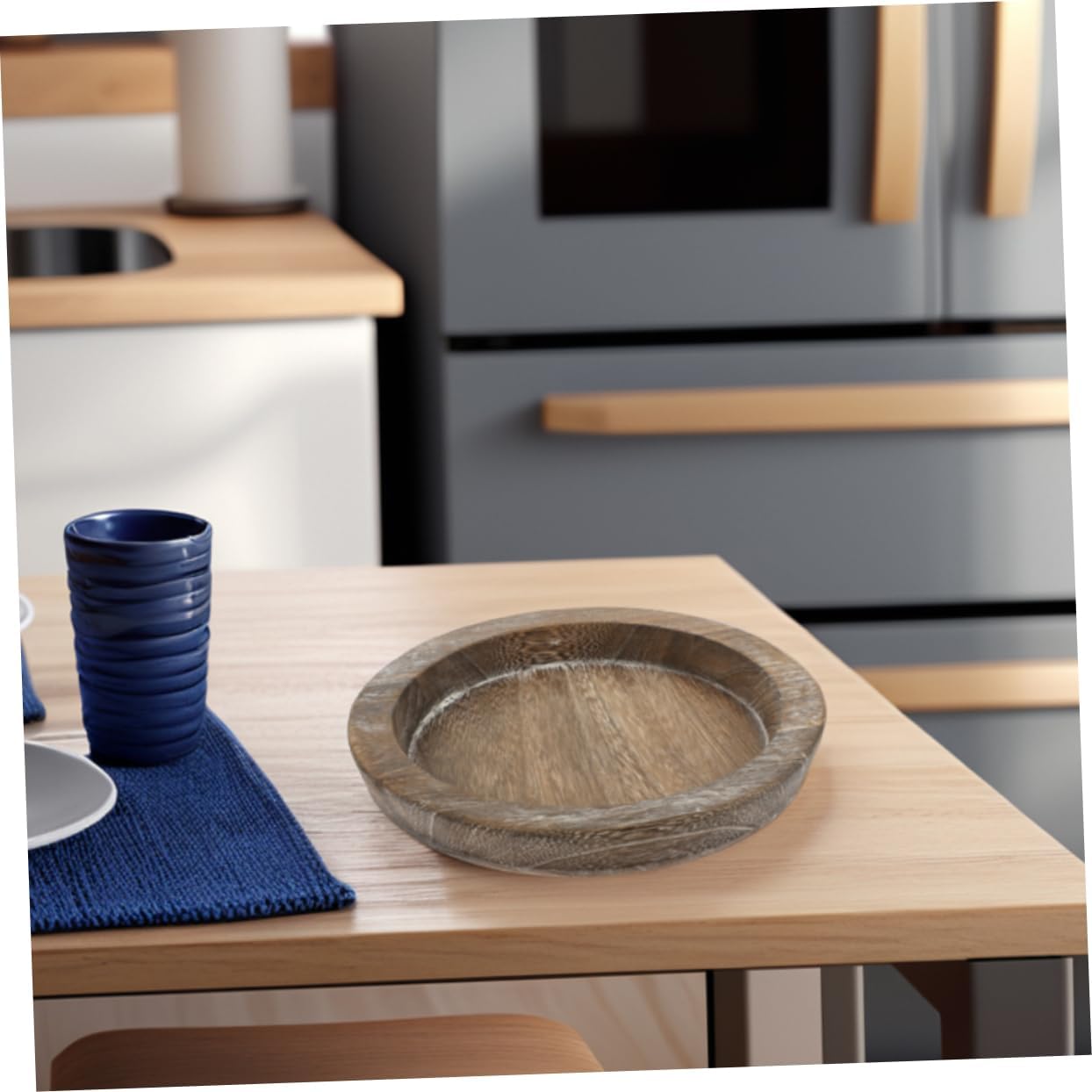 Solid Wood Candle Tray Multifunctional Round Decorative Holder Coffee Table Decor Tray
