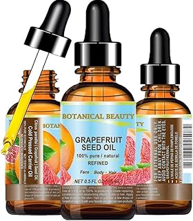GRAPEFRUIT SEED OIL. 100% Pure / Natural / Undiluted /Refined COLD PRESSED CARRIER OIL (Not Essential Oil). 0.5 Fl.oz.- 15 ml. For Skin, Hair and Lip Care. "One of the richest natural sources of