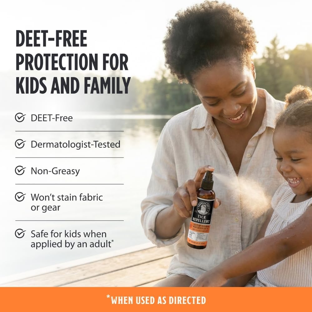 Grandpa Gus's Natural Tick and Mosquito Repellent Spray, DEET-Free, Plant-Based, Up to 8 Hours, Safe for Kids When Used as Directed, 4 oz 2 Pack