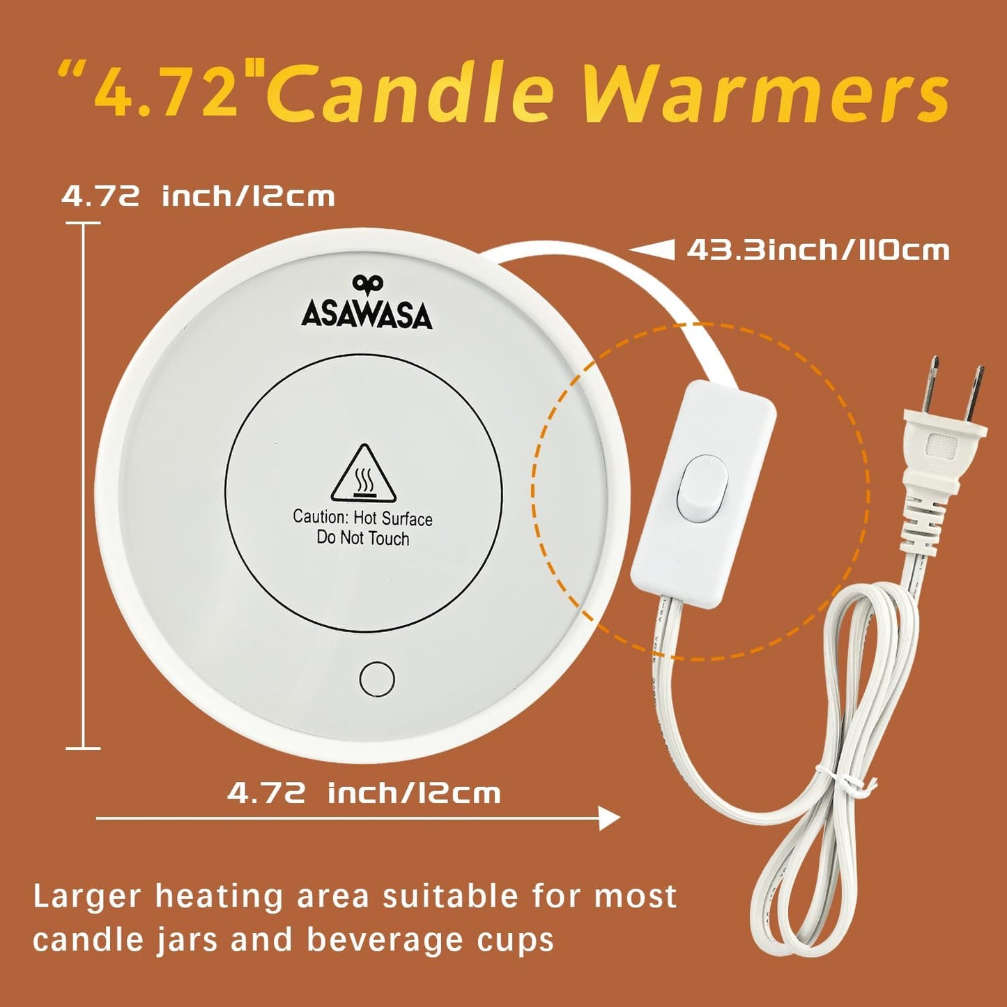 ASAWASA Smart Candle Warmer for Large Jar, Coffee Mug Warmers, with Gravity Switch Auto Shut-On/Off, Safely and evenly Release The Aroma, Keep The Drink at a Pleasant Temperature, A Thoughtful Gifts