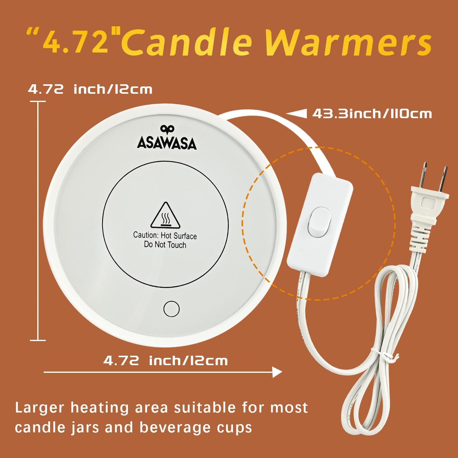 ASAWASA Smart Candle Warmer for Large Jar, Coffee Mug Warmers, with Gravity Switch Auto Shut-On/Off, Safely and evenly Release The Aroma, Keep The Drink at a Pleasant Temperature, A Thoughtful Gifts