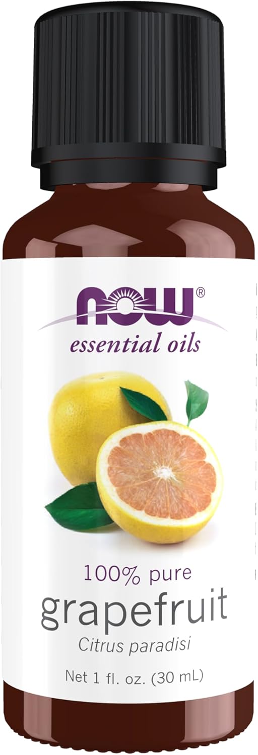NOW Essential Oils, Grapefruit Oil, Sweet Citrus Aromatherapy Scent, Cold Pressed, 100% Pure, Vegan, Child Resistant Cap, 1-Ounce