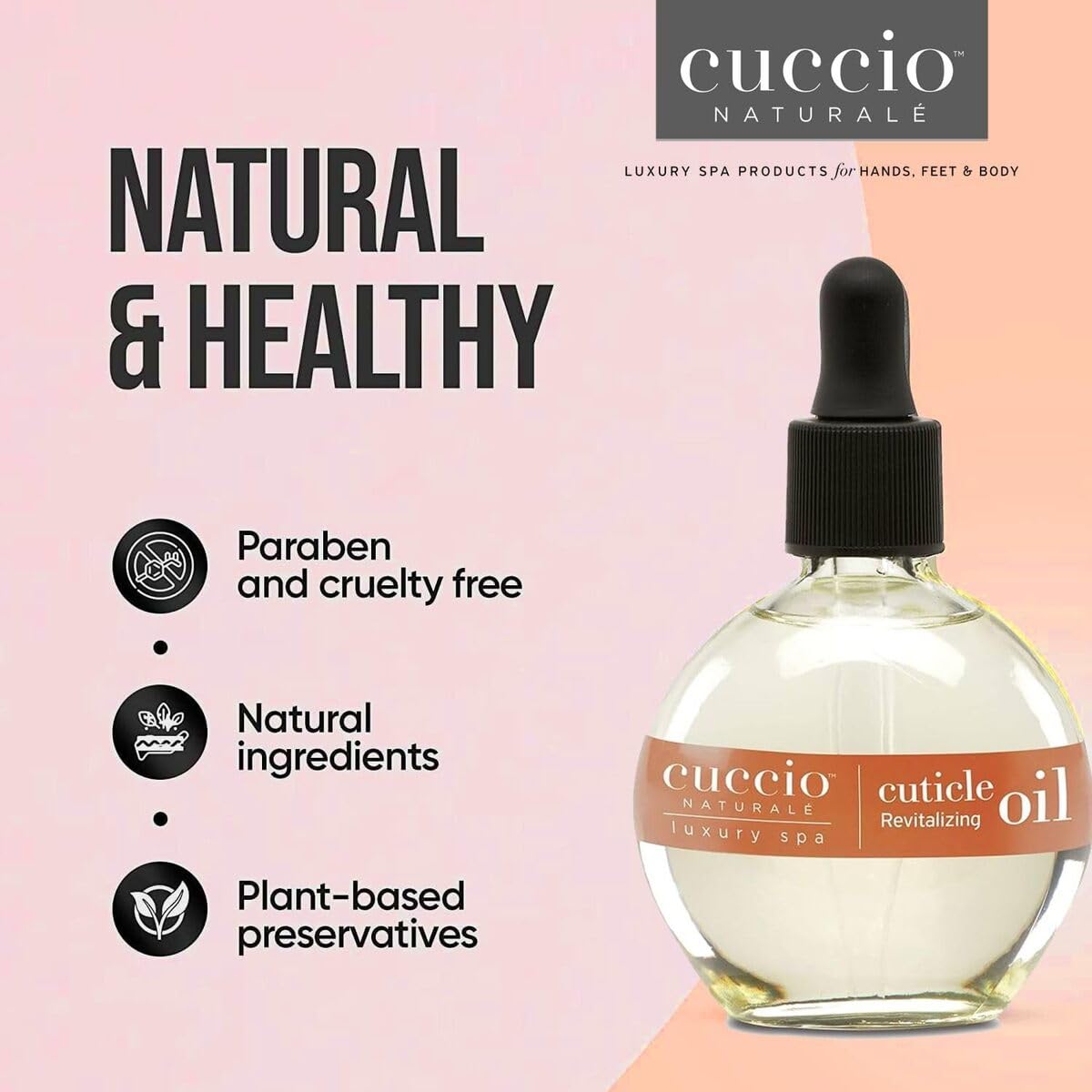 Cuccio Naturale Sweet Almond Revitalizing Cuticle Oil, Lightweight Fast-Absorbing Hydrating Nail & Cuticle Conditioner, Cold-Pressed Oils + Vitamin E, 2.30 Fl Oz