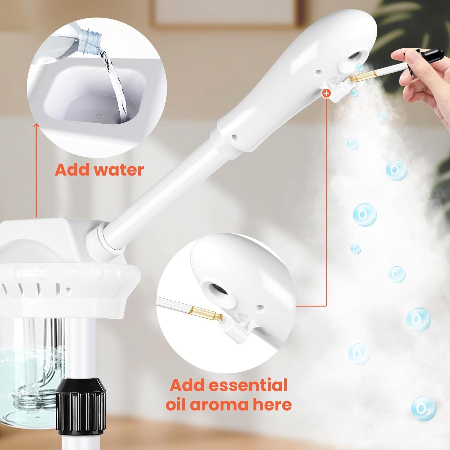 Facial Steamer Professional for Deep Cleansing and Hydration, Face Steamer for Estheticians with Adjustable Height, Spa Ozone Steamer on Wheels, Suitable for Home and Beauty Spa Salon Use
