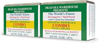 Dead Sea Warehouse - Dead Sea COMBO Facial Care Bar - Face Soap for Women and Men - Clarifying Dead Sea Mud & Salt Soap for Combination Skin, Handmade & Unscented, 5.2 Ounce 2-Pack