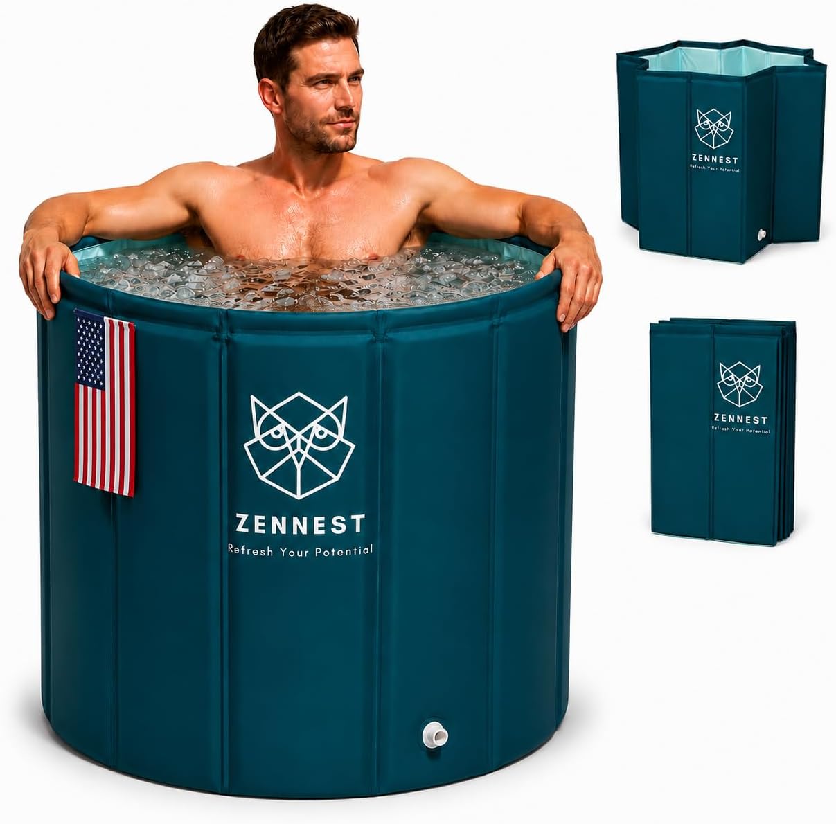 Foldable Portable Bathtub for Adults – American Design 2-in-1 Hot & Cold Plunge, 105-Gal Large Capacity Collapsible Bathtub Adult, 6-layer Insulated Portable Soaking tub - Space-saving Design