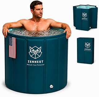 Foldable Portable Bathtub for Adults – American Design 2-in-1 Hot & Cold Plunge, 105-Gal Large Capacity Collapsible Bathtub Adult, 6-layer Insulated Portable Soaking tub - Space-saving Design