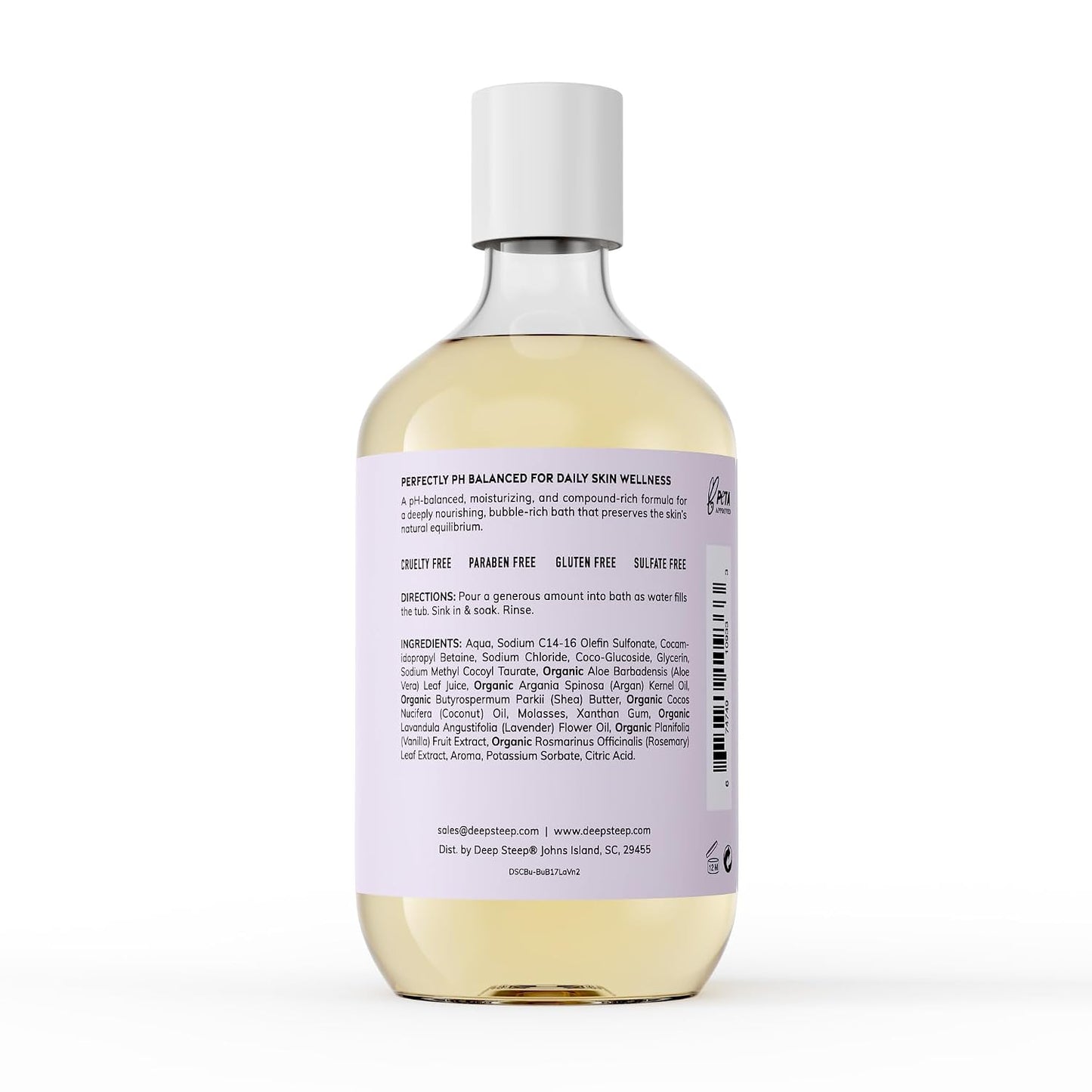 Deep Steep Bubble Bath, Lavender Vanilla 17 oz (Pack of 2) – Hypoallergenic, Clinically Tested Soothing Soak with Shea Butter & Argan Oil – Sulfate-Free