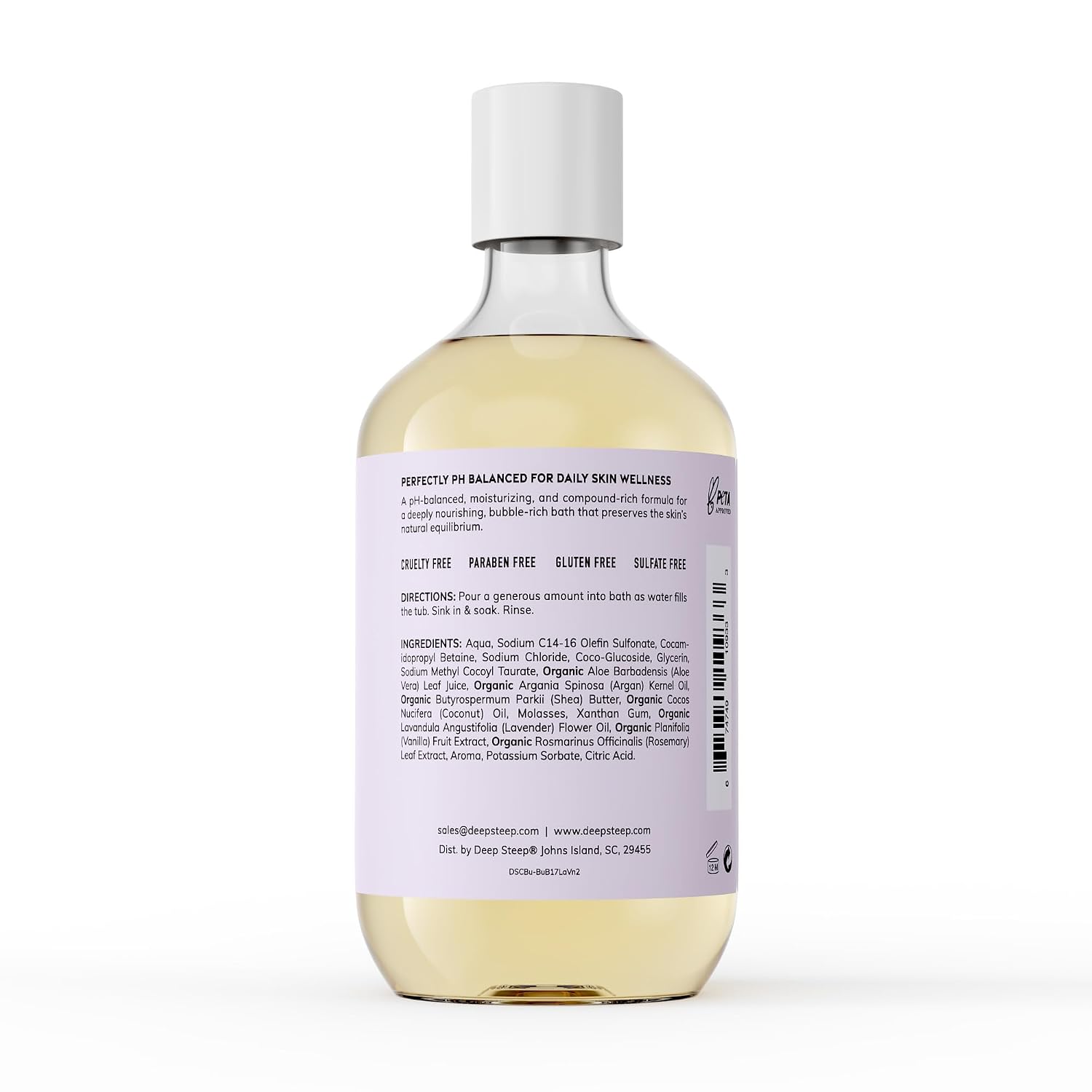 Deep Steep Bubble Bath, Lavender Vanilla 17 oz (Pack of 2) – Hypoallergenic, Clinically Tested Soothing Soak with Shea Butter & Argan Oil – Sulfate-Free