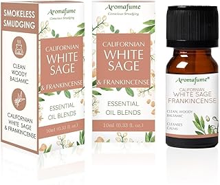 White Sage & Frankincense Essential Oil Diffuser Blend by Aromafume | 3x10ml/0.33 fl oz | Aromatherapy oil for cleansing negative energy, protection | Ethically sourced sage oil for smokeless smudging