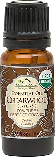 US Organic 100% Pure Cedarwood Essential Oil (Atlas) - USDA Certified Organic, Steam Distilled (More Size Variations Available) (10 ml / .33 fl oz)