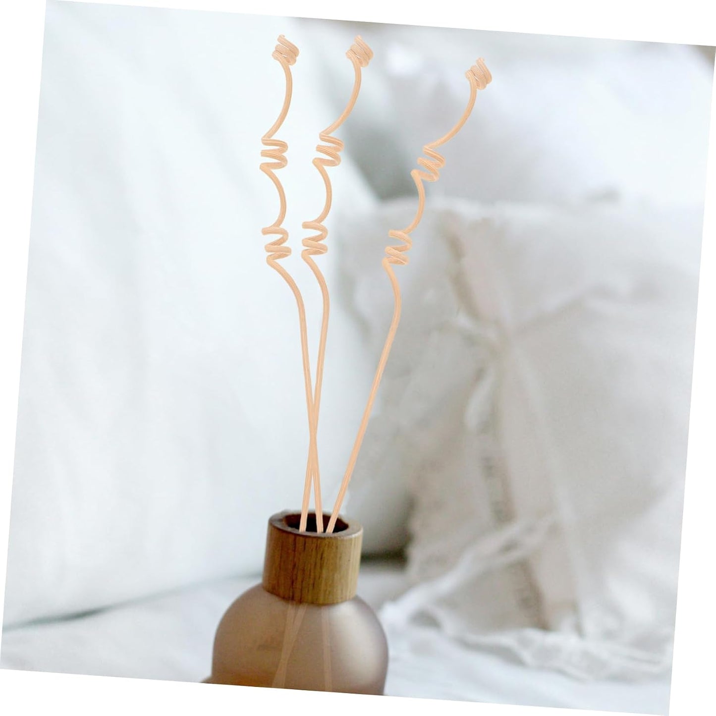 20pcs Multi-Spiral Rattan Diffuser Sticks Natural Fragrance Reeds for Essential Oils Home Fragrance and Air Freshening Light Yellow for Living Room Bathroom Office