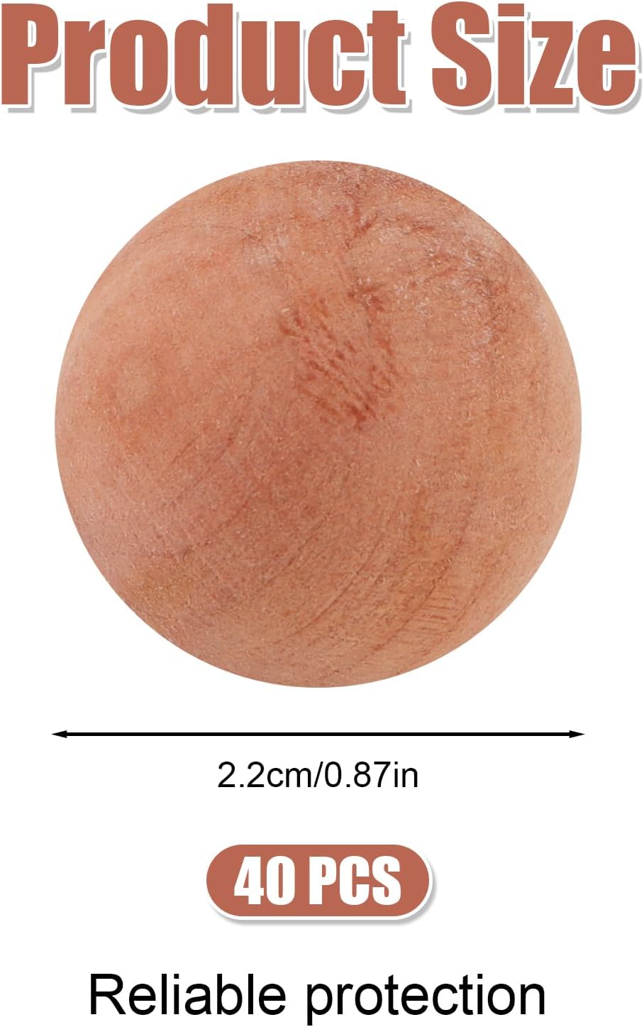 40pcs Cedar Balls for Clothes Storage, 0.87x0.87in Cedar Balls Wood Cedar Blocks Cedar Chips Redolent Cedar Rings for Clothes Storage Houses Drawers Closets Shoebox