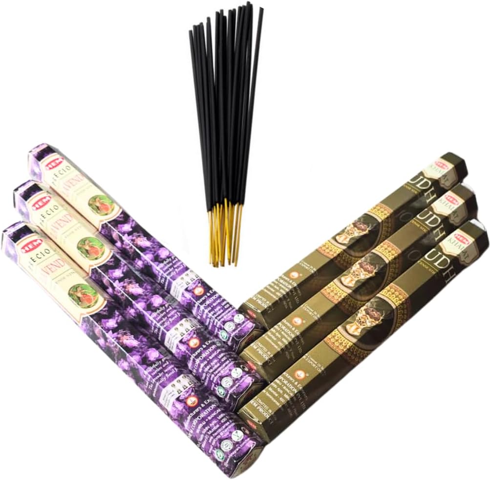 Sandalwood & Vanilla Incense from Hem Bundled with ANKCIENSE Incense Holder Bundle, Variety Pack of 120 Sticks (Lavender & M Oudh)