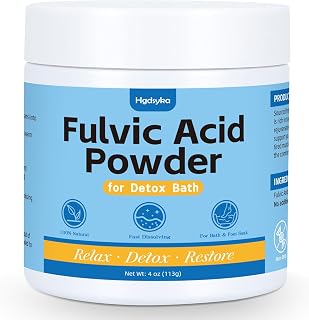 Fulvic Acid Detox Bath Soak Powder, Foot Soak for Tired Feet, Natural Mineral Bath Soak for Body & Feet, Fast Dissolving, Gentle on Skin, Vegan Bath Powder for Relaxation, 4oz(113g)
