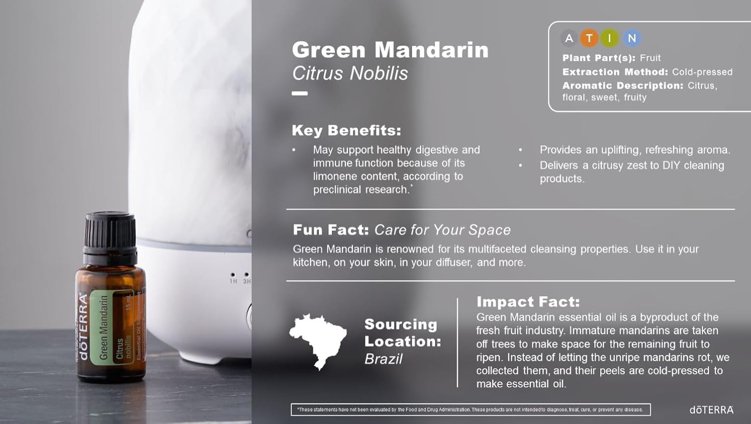 doTERRA Green Mandarin Essential Oil - 15 mL - Supports Healthy Digestive and Immune Systems