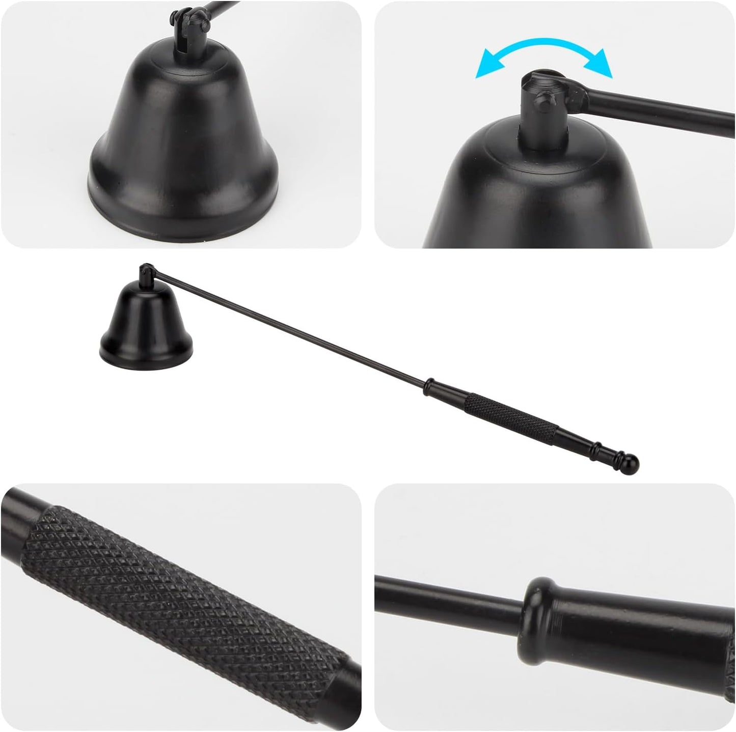 2 Pack Candle Snuffer, Candle Snuffers Wick Snuffer Candle Accessory, Extinguish Candle Flame Safely Tool with Long Handle, Candle Turn Off Device for Putting Out Wick Flame