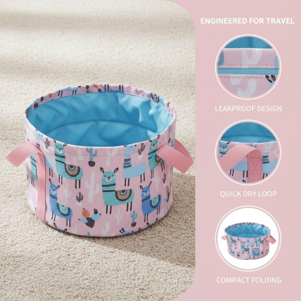 Collapsible Foot Bath Basin 15L – Portable Folding Soaking Tub, Multi-Use Spa Basin with Storage Bag for Pedicure, Travel Camping & Outdoor Use(Pink)