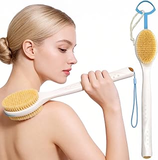 BUBBLEDANCE® Extendable Back Scrubber –Anti-Slip Dual-Sided, 4X Power Scrub | Extendable 17.5"-31.9" for 4X power – stiff & soft nylon bristles, non-slip grip, quick-dry rust-proof, rich lather