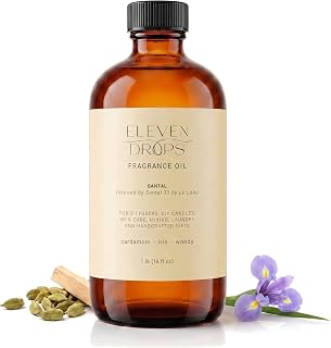 Santal Fragrance Oil | Cardamom, Iris & Woody Notes | Long Lasting Scent Reed Diffuser Oil for Home, Office, Hotel, Spa, Car & Linen Spray | Pet Friendly IFRA Compliant, 16 oz