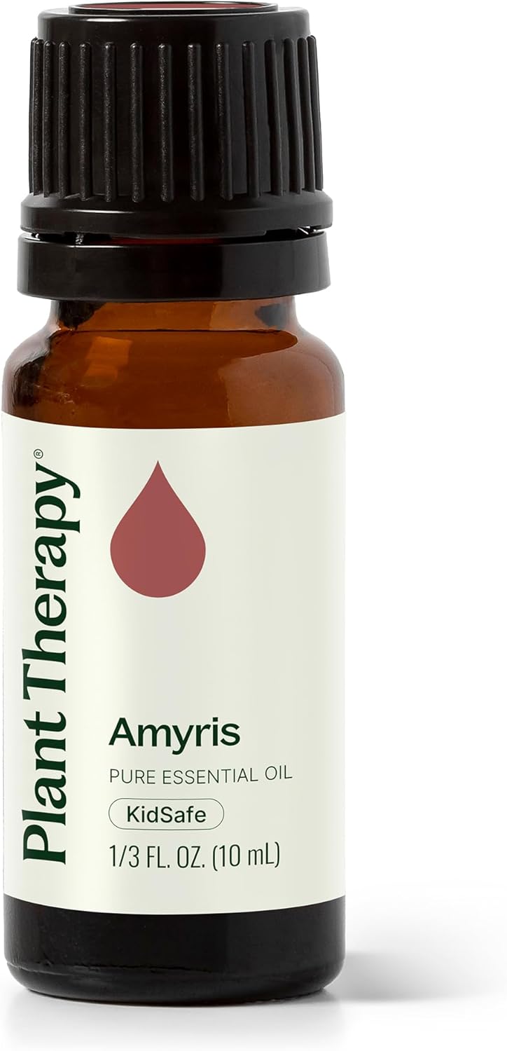 Plant Therapy Amyris Essential Oil 10 mL (1/3 oz) 100% Pure, Undiluted, Calming Aromatherapy, Skin Care, Respiratory Support