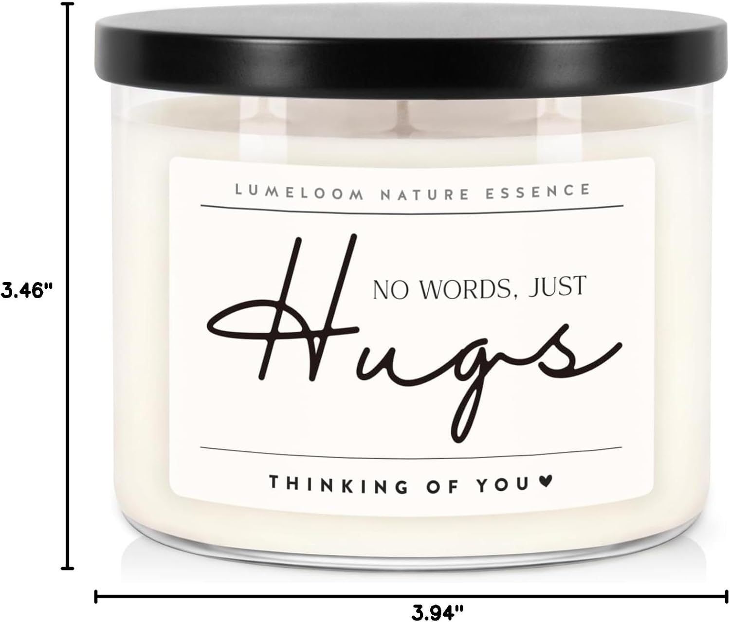 LUMELOOM Sympathy Gifts for Loss of Loved One, Memorial Gifts, 14.5oz, Large 3-Wick Lavender Scented Soy Wax Candle, No Words Just Hugs, Bereavement, Condolence, Grief, Think of You Candle for Women