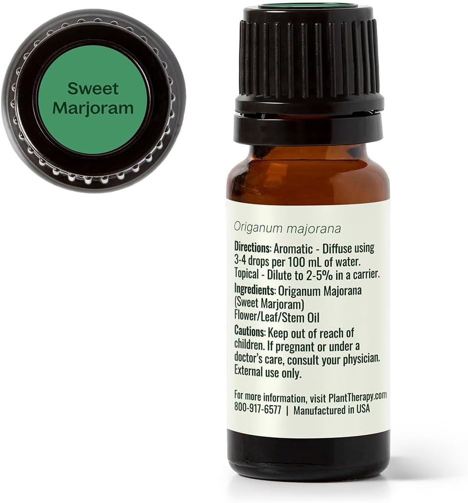 Plant Therapy Sweet Marjoram Essential Oil 10 mL (1/3 oz) 100% Pure, Undiluted, Soothing Aromatherapy for Digestive Support and Sore Muscles
