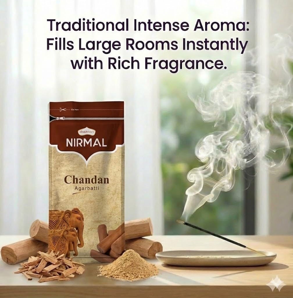 Shubhkart Nirmal Sandalwood Incense Sticks - Pack of 2 Incense, 200 Sticks Chandan Incense Sticks | Premium Long Lasting Fragnance