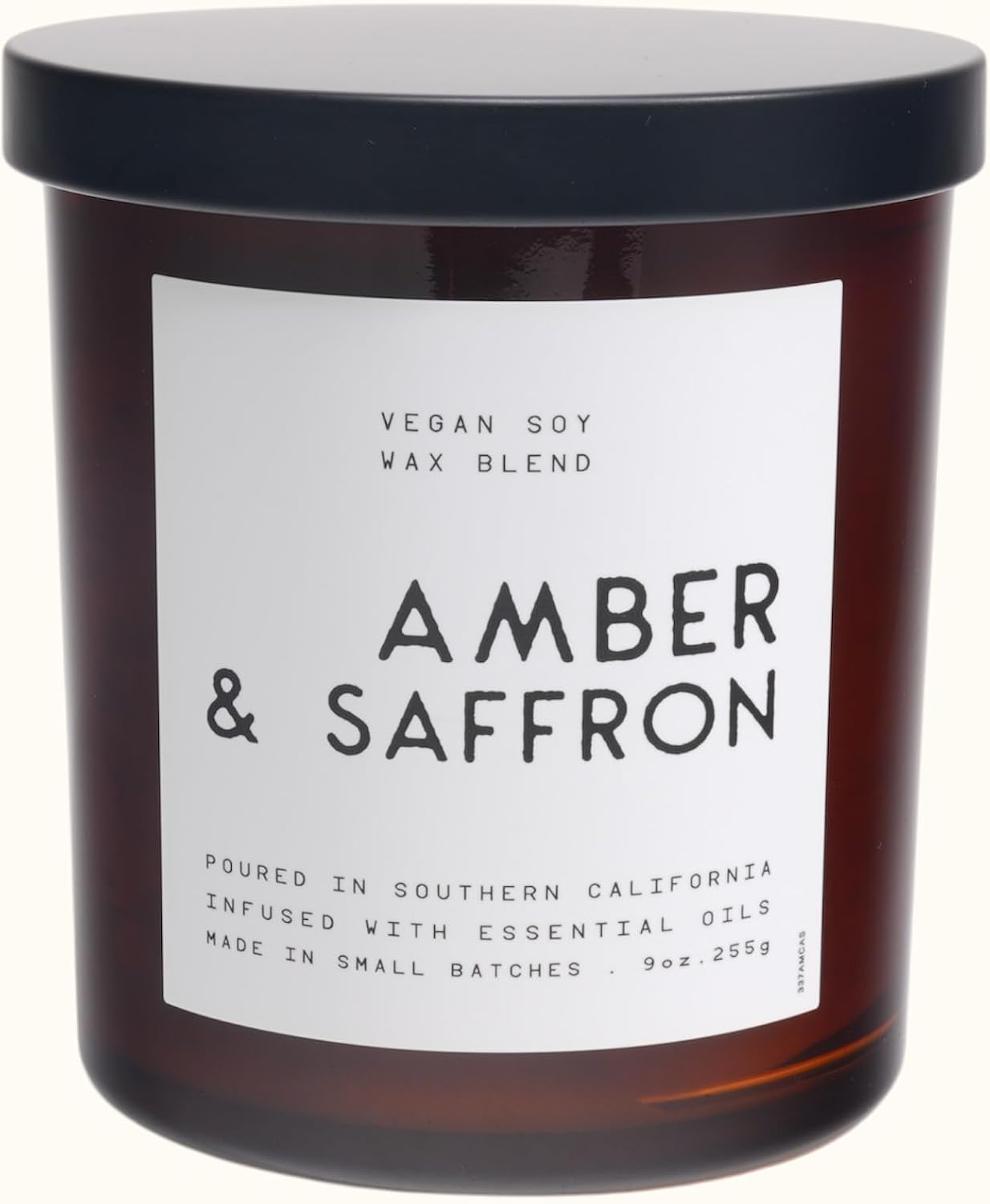 LEOBEN CO – Amber & Saffron Scented Candle – 9oz, Contemporary Collection Design – 50 hr Burn Time – Poured in California Using Vegan Soy Wax and Essential Oils – Made in Small Batches