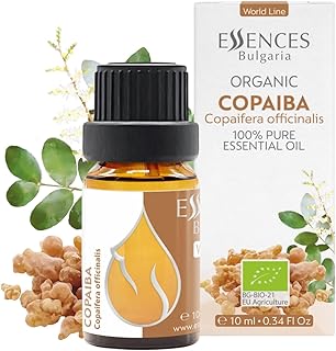 Essences Bulgaria Organic Copaiba Essential Oil 0.34 Fl Oz 10ml Copaifera officinalis - 100% Pure Natural Undiluted Therapeutic Grade Aromatherapy for Diffuser Humidifier Massage Skin Care Hair Oil