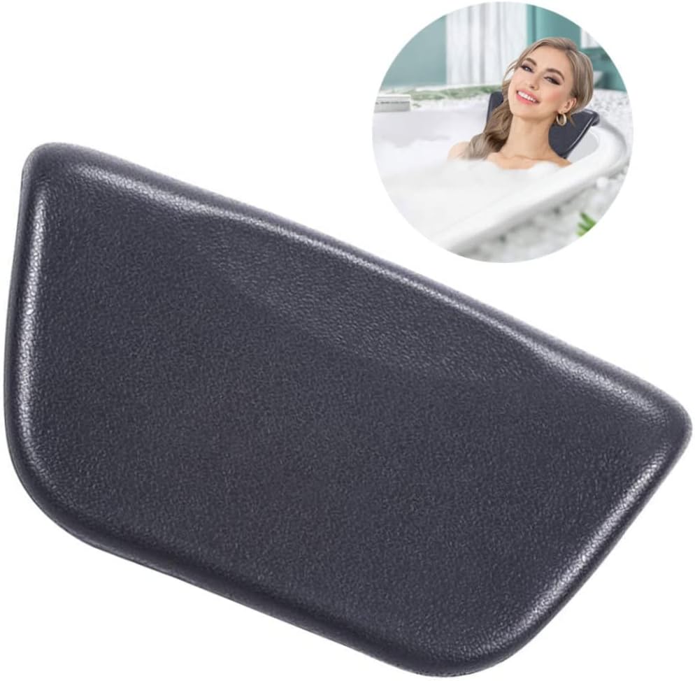 1PC Bath Pillow PU Leather Bath Spa Cushion Bathtub Ergonomic Head Neck Rest Support for Home Hot Tub Black