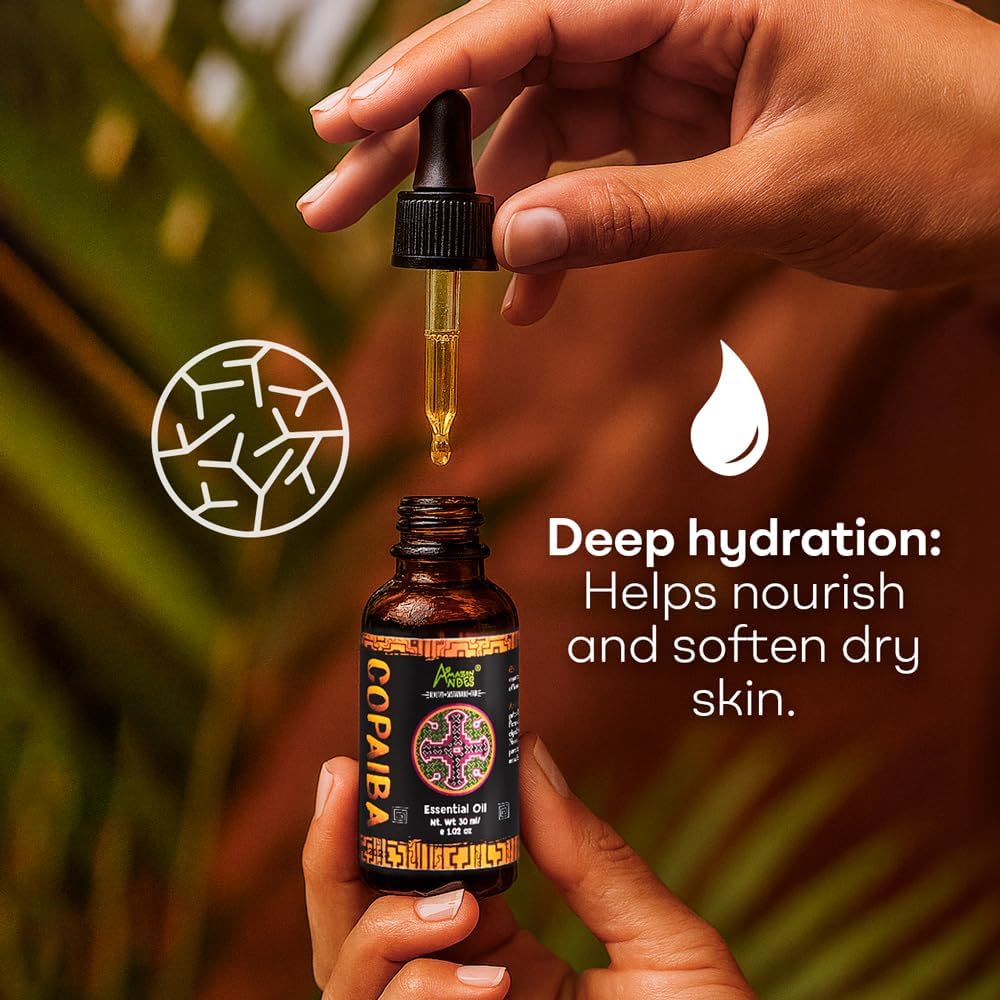 Copaiba Oil 30ml – 100% Pure & Natural, Steam Distilled from Wild-Harvested Copaifera Officinalis, for Skin Care, Massage & Aromatherapy