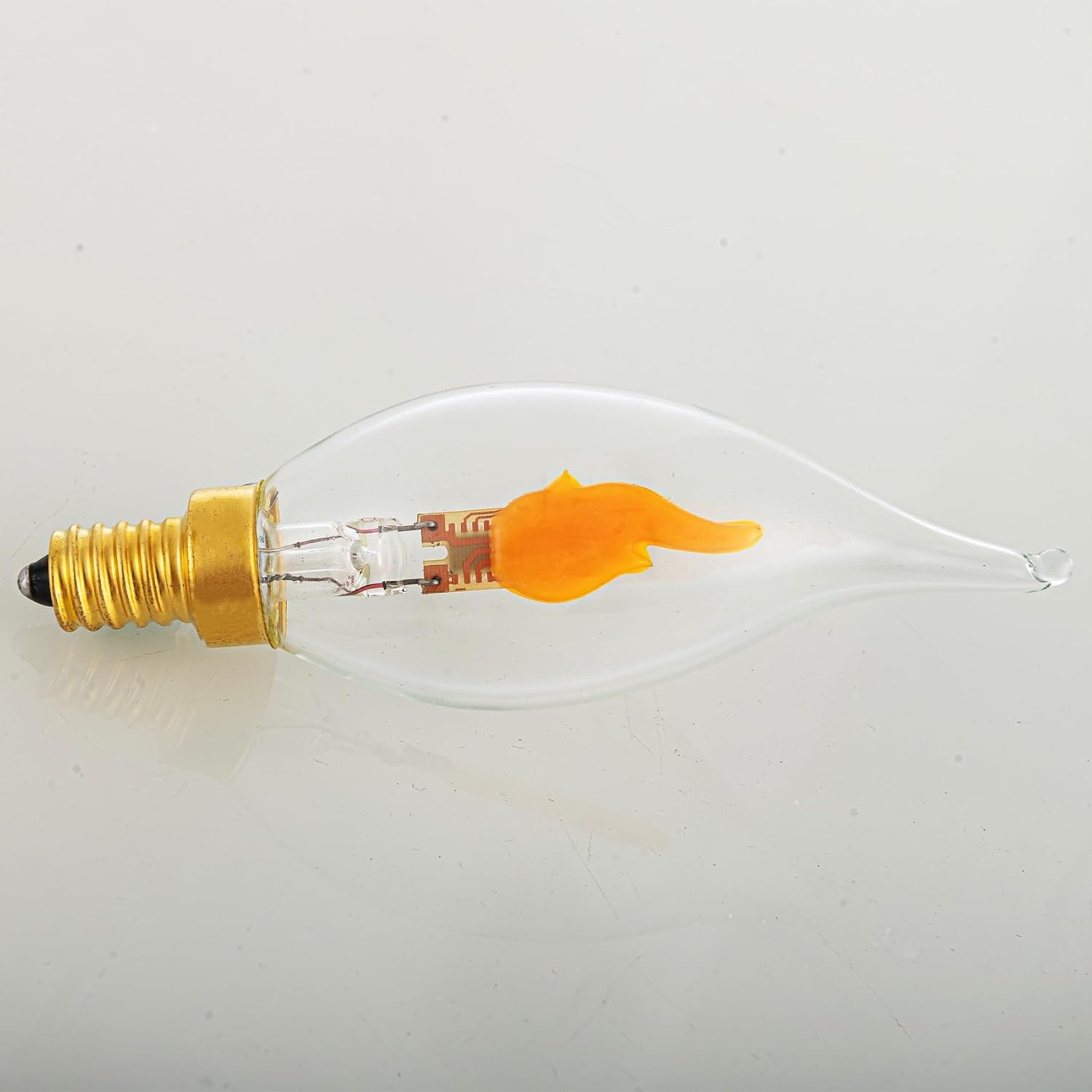 Sunaiony Flickering Flame Light Bulbs, E12 LED Flicker Candelabra Flame Effect Light Bulb for Decoration, Clear Glass CA11 Shape, 6 Pack