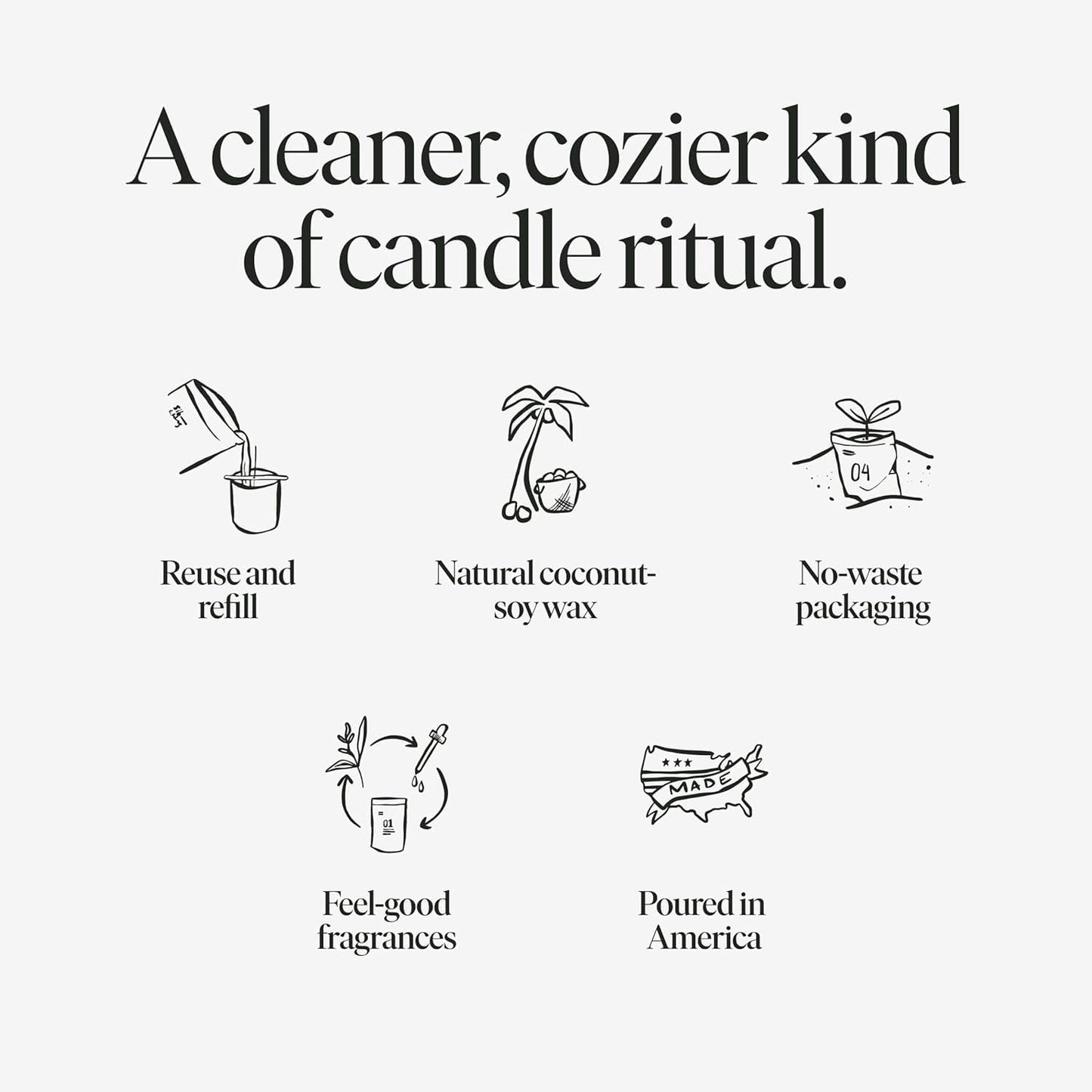 Siblings Ritual Set – Candle with Refillable Forever Vessel and Coconut Soy Wax Refill – Scent No 05 Clove, Lavender, Cedarwood – 60 Hour Burn